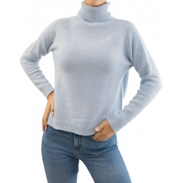 Maglione collo alto tinta unita misto cashmere 